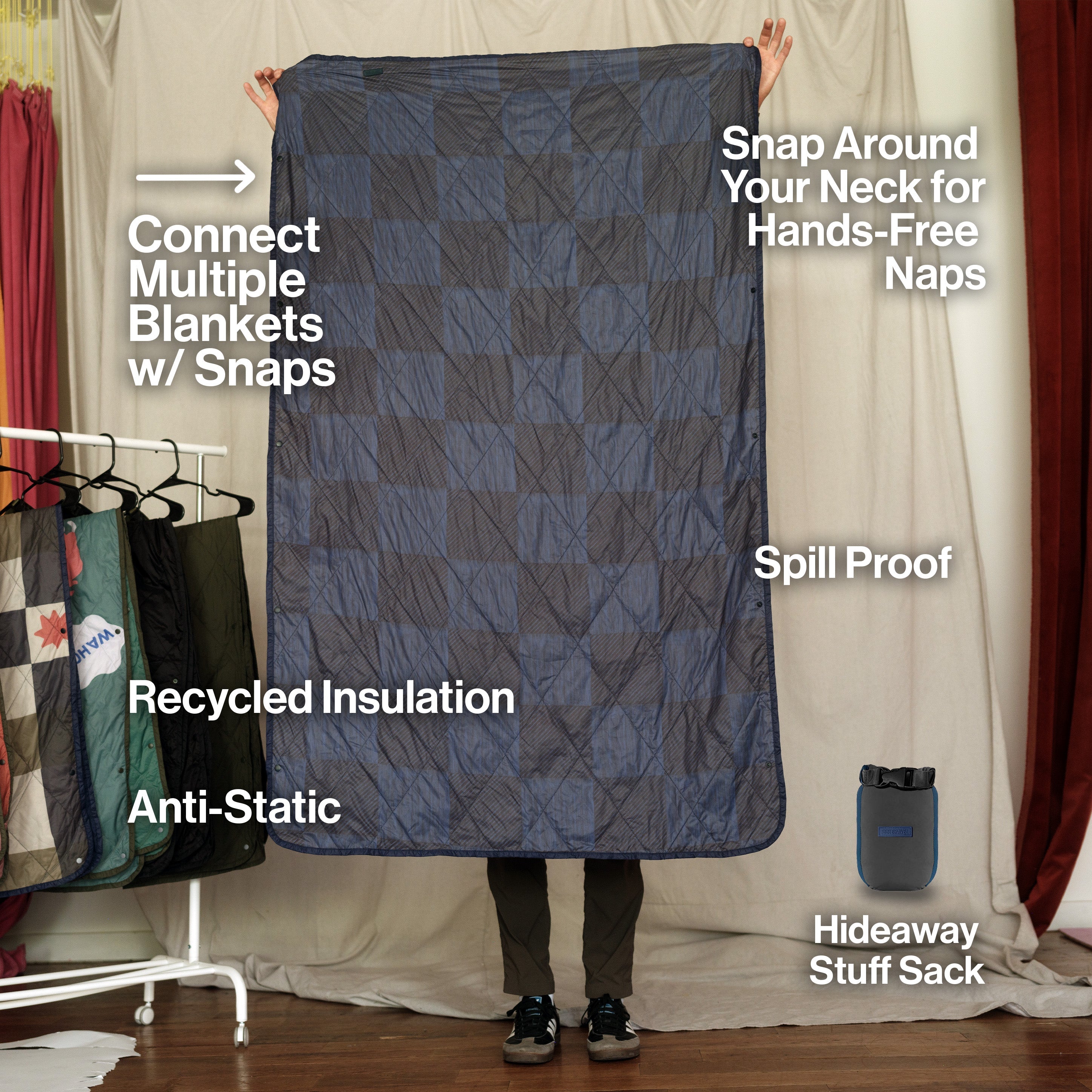 UltraPak™ Everyday Blanket - More Packable & Puffy | Blue Checkered